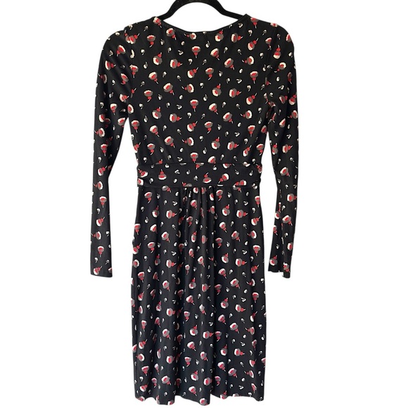 BODEN NWOT ABIGAIL LONG SLEEVE FLORAL DRESS BLACK RED GRAY | SIZE: 4 - Picture 6 of 11